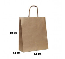 Пакет бумажный с круч. ручками 280*240*140 крафт М (кор300шт)