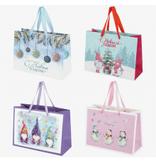 Пакет подарочный бумажный 27*11*20 НГ Микс рисунок в ассортименте