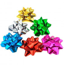Бант-звезда 7,6см Метал Классика Ассорти (уп 6шт) ВЕСЕЛУХА