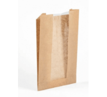 Пакет бумажный с окном 250*140*55 б/п крафт 70мм (100/3000)