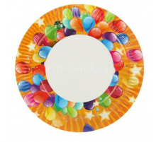 Тарелка картонная 230мм с рисунком в ассортименте