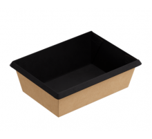 Контейнер ЭКО ONECLICK 400мл крафт/черный картон