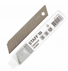 Лезвия для ножей 18 мм КОМПЛЕКТ 10шт толщина лезвия 0,38мм в пластиковом пенале STAFF Basic