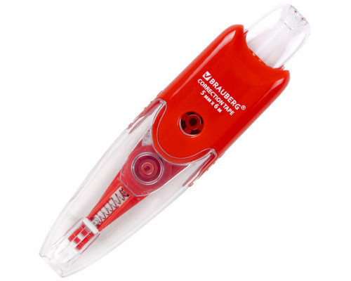 Корректирующая лента BRAUBERG "Click", 5 мм х 6 м, корпус прозрачный, автоматическая, блистер