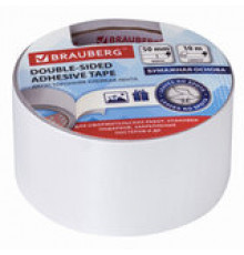 Скотч двухсторонний 50 мм х 10 м, БУМАЖНАЯ ОСНОВА, BRAUBERG, 229055