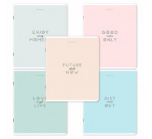 Тетрадь А5, 48 л., BRAUBERG, скоба, клетка, матовая ламинация, "Однотонный_Пастель", (микс в спайке)