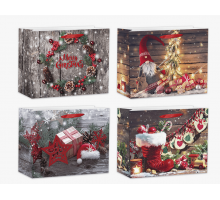 Пакет подарочный бумажный 32*26*12 НОВЫЙ ГОД НГ горизонтальный рисунок в ассортименте