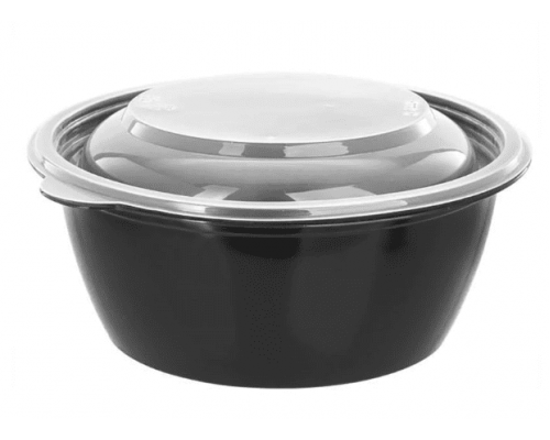 Контейнер BRO PACK 375мл d-144 h-47 ДНО+КРЫШКА круглый черный (уп50/кор300)