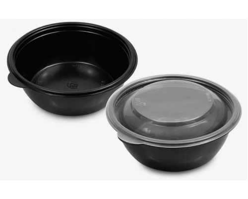 Контейнер BRO PACK 500мл d-144 h-59 ДНО+КРЫШКА круглый черный (уп50/кор300)