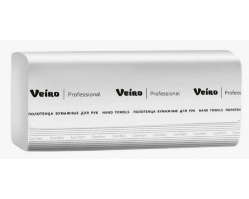 Полотенце бумажное листовое для диспенсера 200л Veiro Comfort Z-сложение 1-слойные 20,5х22,5см