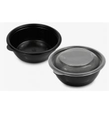 Контейнер BRO PACK 750мл d-144 h-84 ДНО+КРЫШКА круглый черный (уп50/кор300)