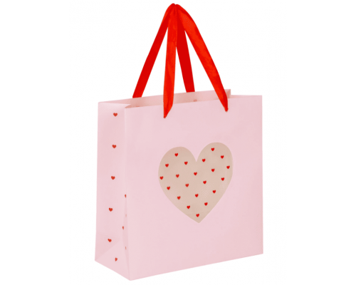 Пакет подарочный 20*20*8 With LOVE с прозрачным окном