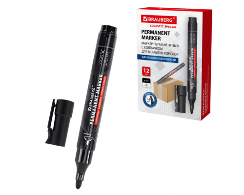 Маркер перманентный с колпачком для вскрытия коробок BRAUBERG LOGISTIC SPECIAL 1-3 мм
