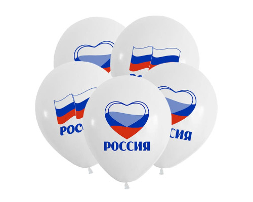 Шар латексный 12"/30см Россия флаг Ассорти Пастель (уп 50)