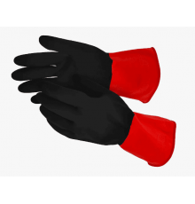 Перчатки хозяйственные латекс с хлопк S BiColor черно-красные